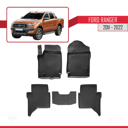 Passend für Ford Ranger (P375) 2011-2022 4D Automatten Schwarz