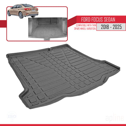 Passend für Ford Focus 4 (C519) Schrägheck 2018–2025, flexible Kofferraummatte, Ladeboden, Schwarz