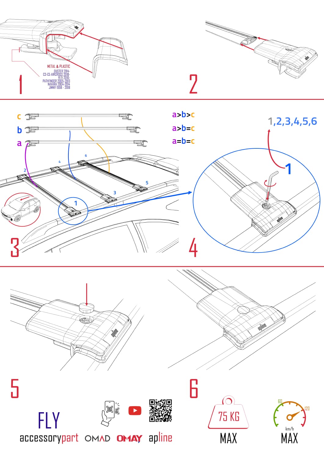 Kompatibel mit Chevrolet Captiva 2011-2015 FLY Modell Dachgepäckträger, graues Aluminium, 3 Stangen