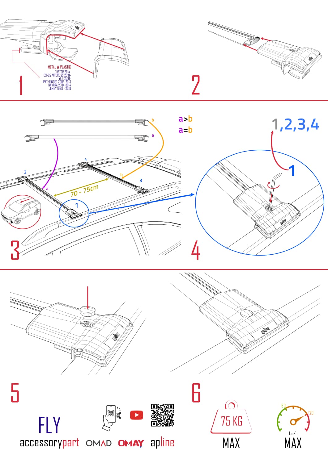 Kompatibel mit Chevrolet Captiva 2006-2010 FLY Modell Dachgepäckträger, graues Aluminium, 2 Stangen