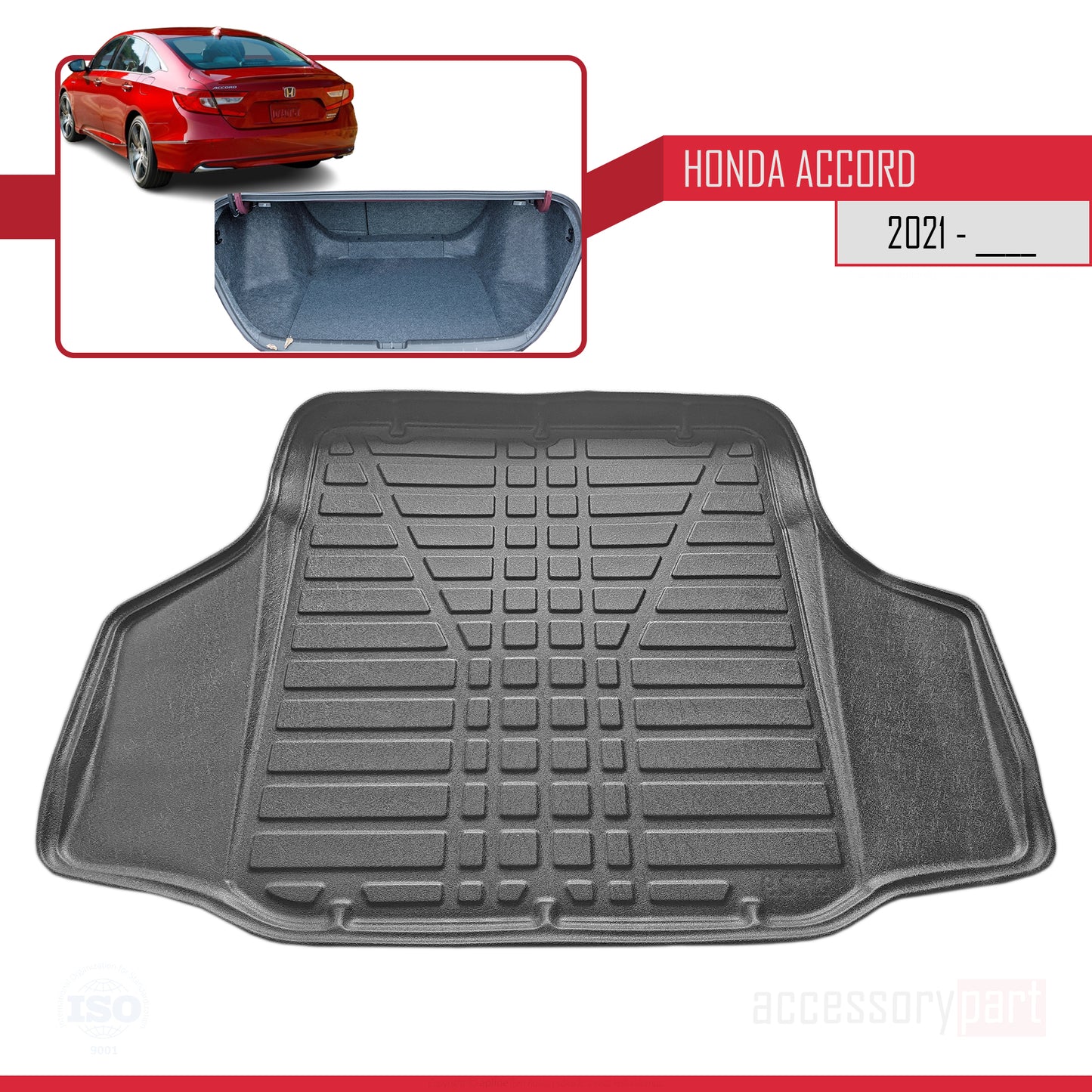 Kompatibel mit Honda Accord X Post-Facelift 2021-2023 Flexibel Kofferraumwanne Laderaumwanne Schwarz