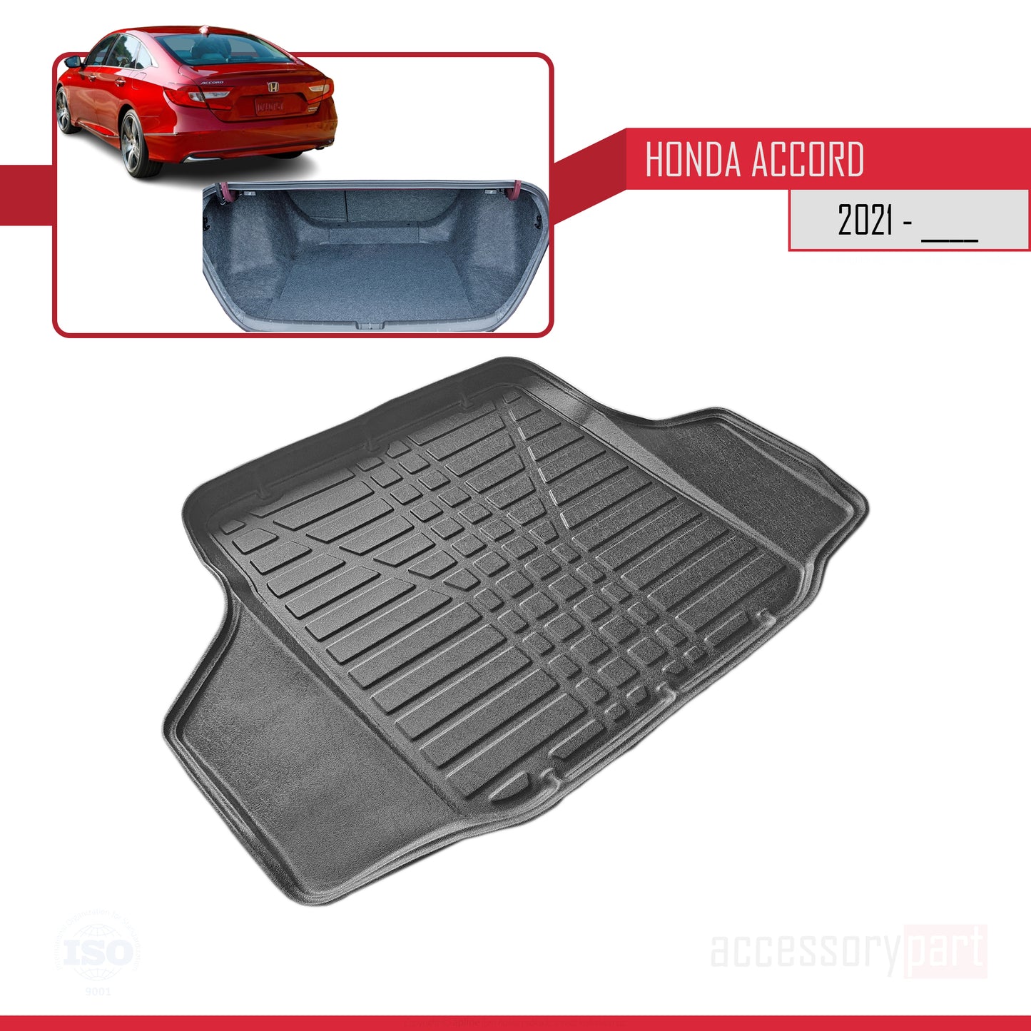 Kompatibel mit Honda Accord X Post-Facelift 2021-2023 Flexibel Kofferraumwanne Laderaumwanne Schwarz