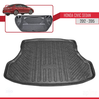 Kompatibel mit Honda Civic 9 (FB) Stufenheck 2012-2015 Flexibel Kofferraumwanne Laderaumwanne Schwarz