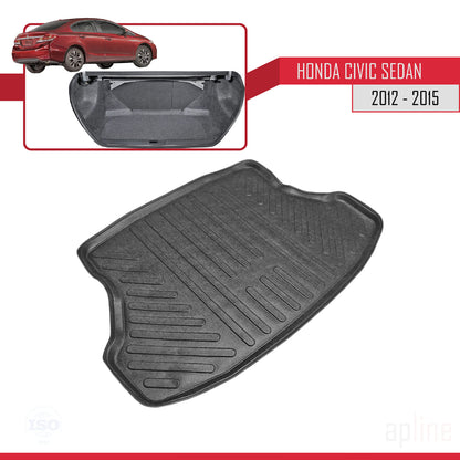 Kompatibel mit Honda Civic 9 (FB) Stufenheck 2012-2015 Flexibel Kofferraumwanne Laderaumwanne Schwarz