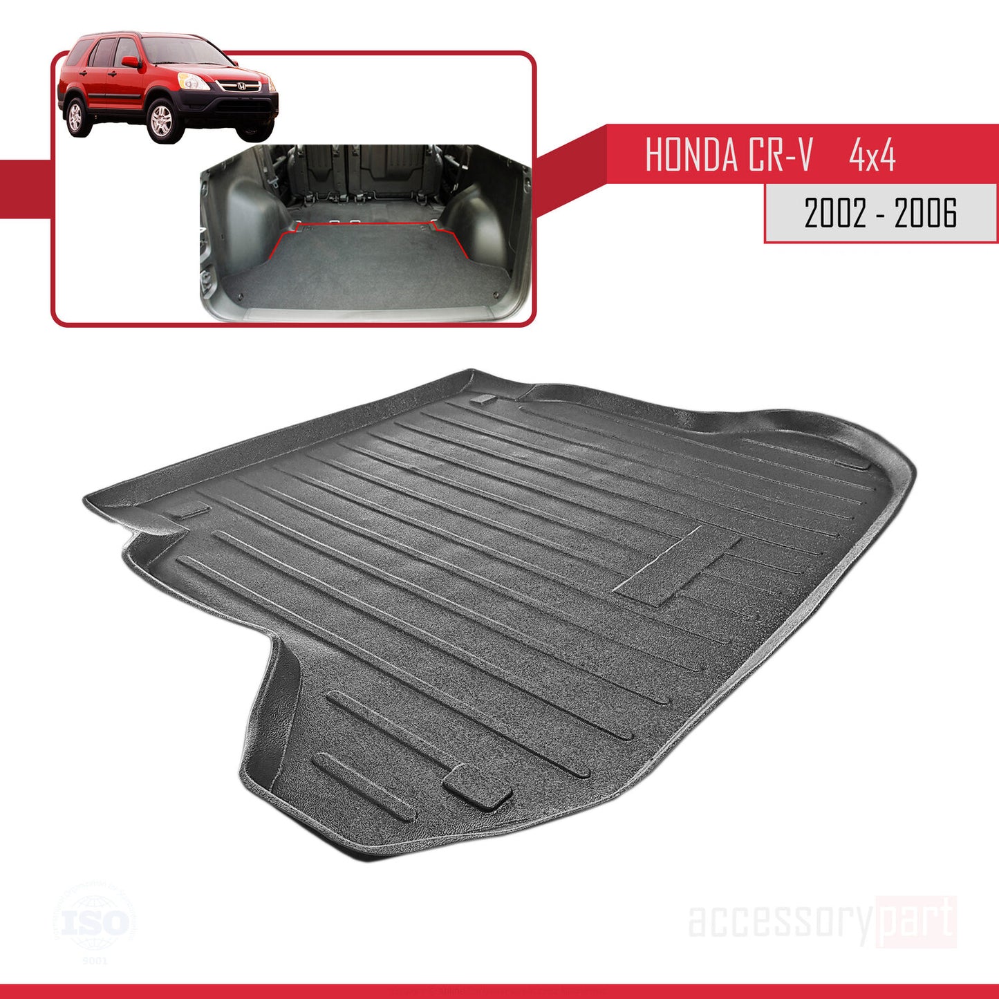 Kompatibel mit Honda CR-V 2 2002-2006 Flexibel Kofferraumwanne Laderaumwanne Schwarz