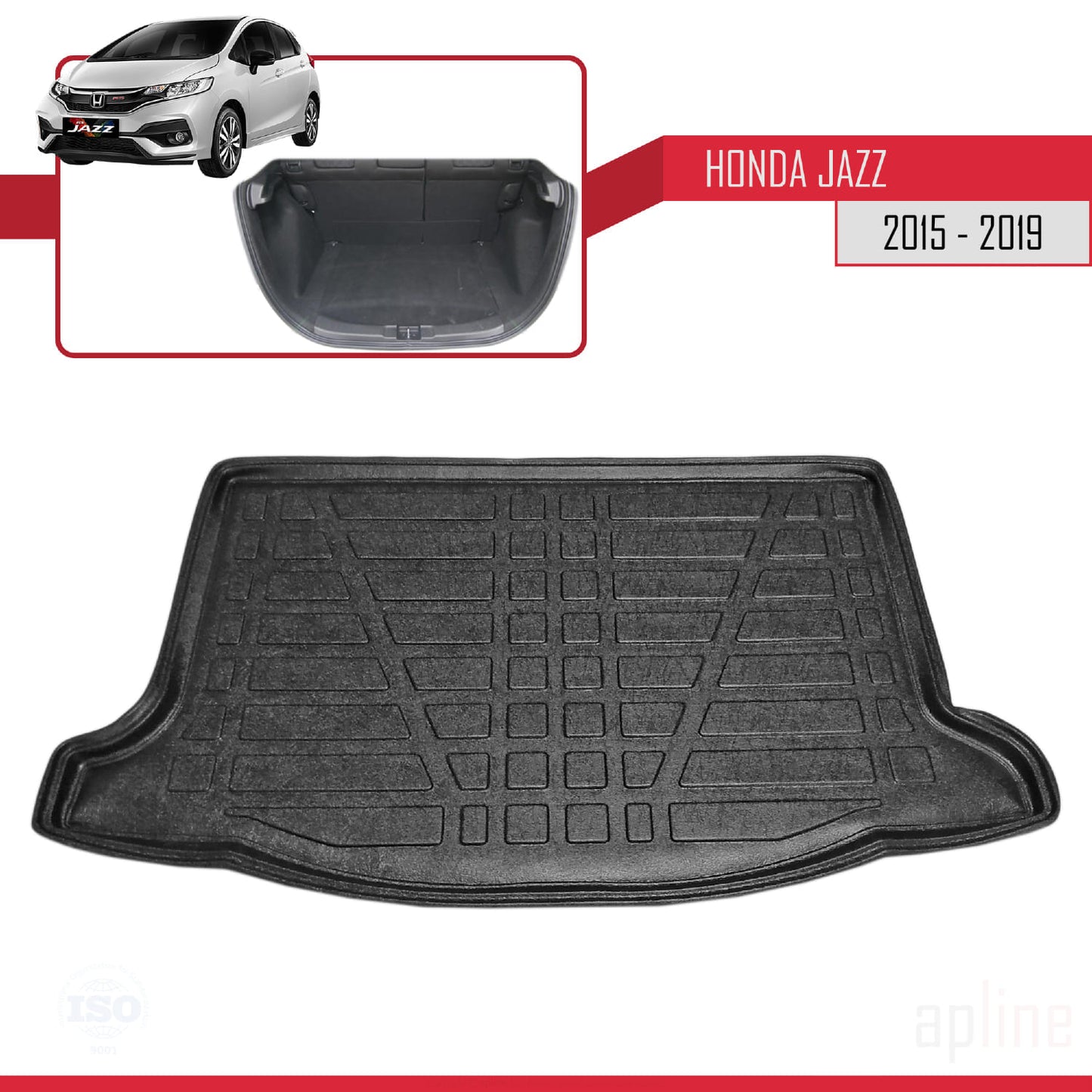 Kompatibel mit Honda Jazz 3 (GK) 2015-2019 Flexibel Kofferraumwanne Laderaumwanne Schwarz