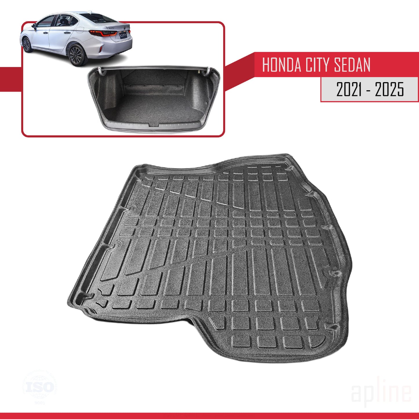 Kompatibel mit Honda City 2021-2025 Flexibel Kofferraumwanne Laderaumwanne Schwarz