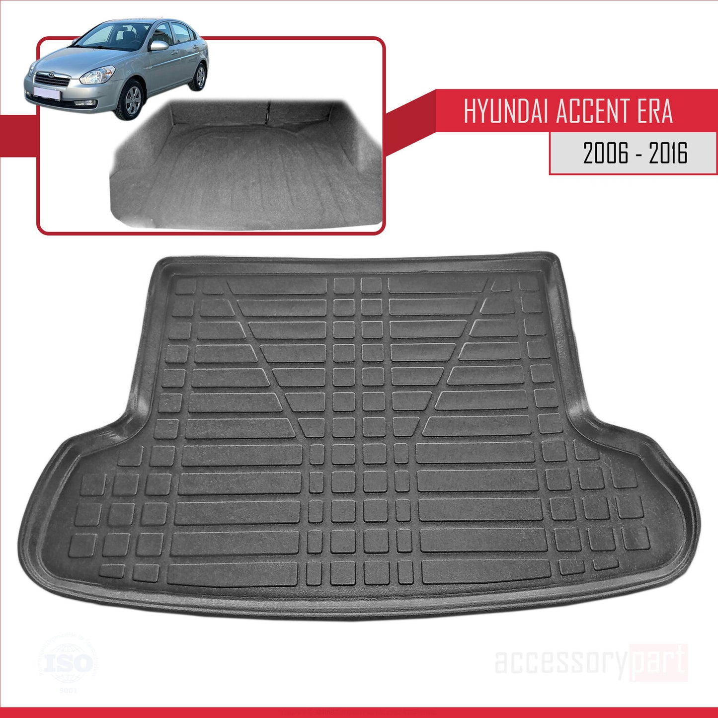 Kofferraumwanne für Hyundai Accent Era 2006-2016 Flexibel Laderaumwanne SCHWARZ