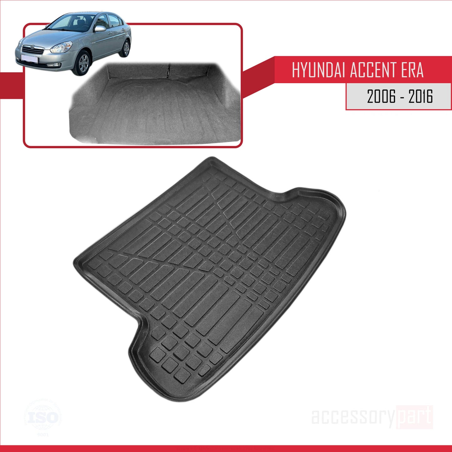 Kofferraumwanne für Hyundai Accent Era 2006-2016 Flexibel Laderaumwanne SCHWARZ
