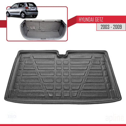 Kompatibel mit Hyundai Getz 2003-2009 Flexibel Kofferraumwanne Laderaumwanne Schwarz