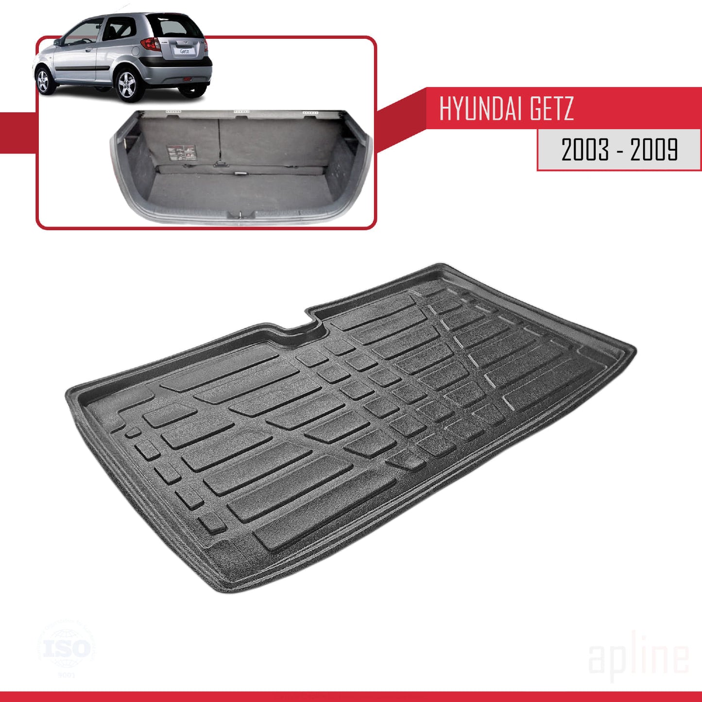 Kompatibel mit Hyundai Getz 2003-2009 Flexibel Kofferraumwanne Laderaumwanne Schwarz