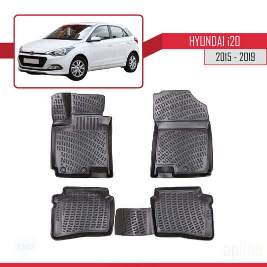 Kompatibel mit Hyundai i20 II (GB) 2015-2019 4D Gummimatten Schwarz
