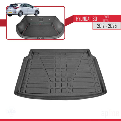 Kompatibel mit Hyundai i30 3 (PD) 2017-2025 Flexibel Kofferraumwanne Unterer Ladeboden Laderaumwanne Schwarz