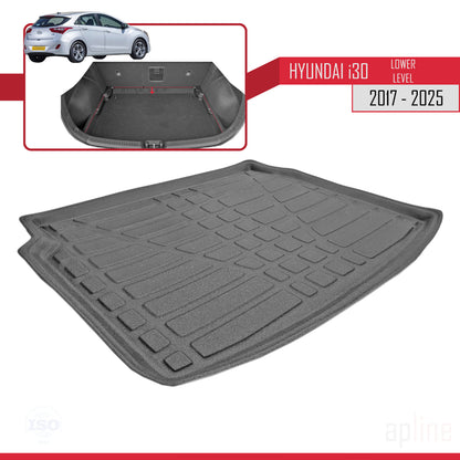 Kompatibel mit Hyundai i30 3 (PD) 2017-2025 Flexibel Kofferraumwanne Unterer Ladeboden Laderaumwanne Schwarz