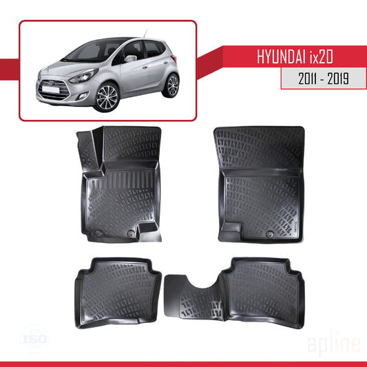 Kompatibel mit Hyundai ix20 (JC) 2011-2019 4D Gummimatten Schwarz