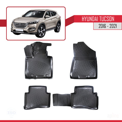 Compatible avec Hyundai Tucson 3 (TL) 2016-2021 4D Tapis de Voiture Noir