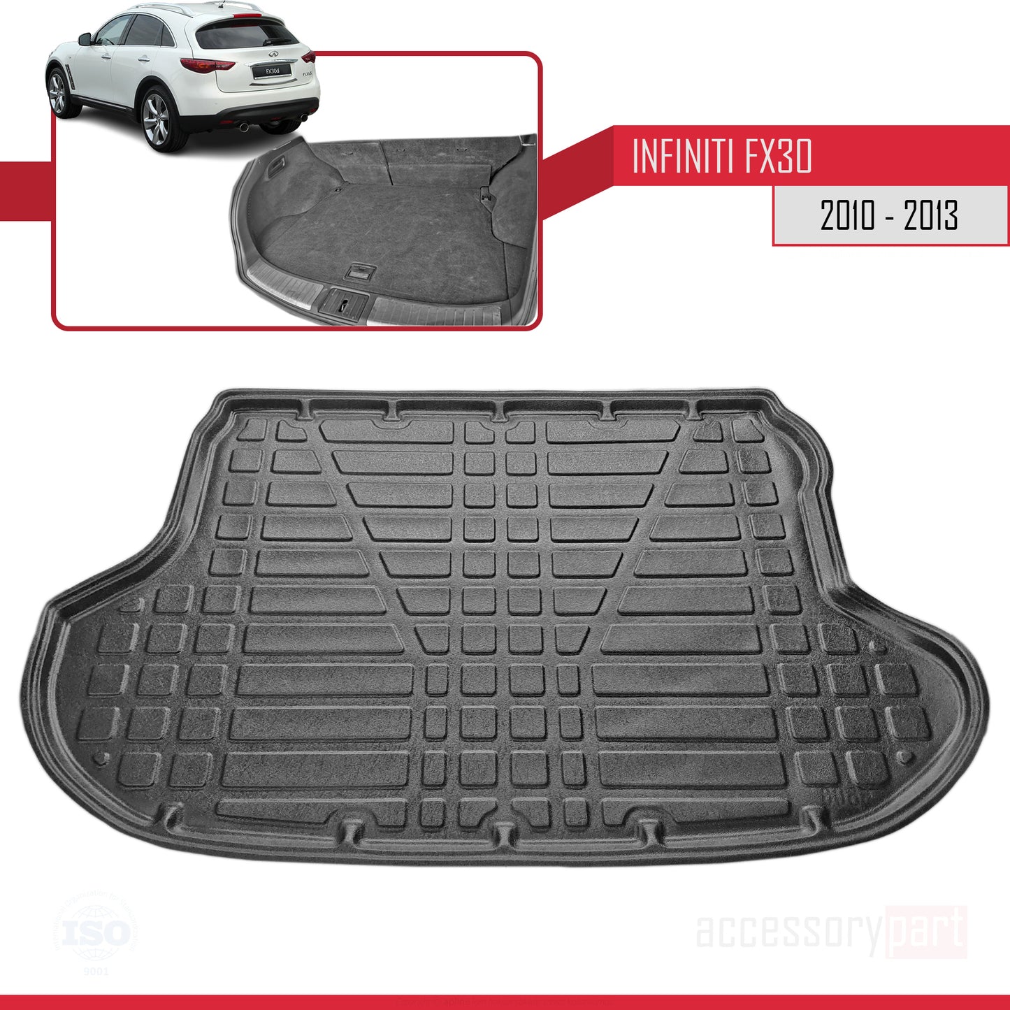 Kompatibel mit Infiniti FX30d 2010-2013 Flexibel Kofferraumwanne Laderaumwanne Schwarz