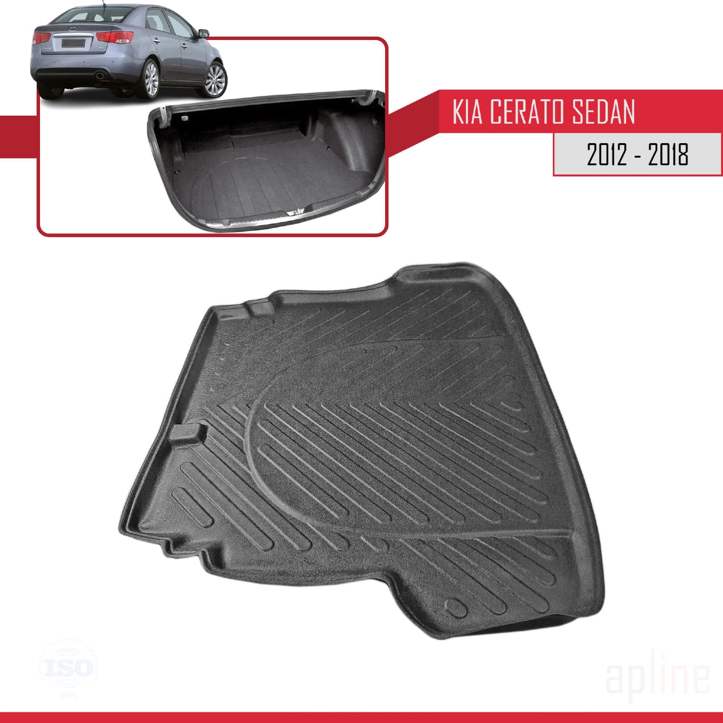 Kompatibel mit Kia Cerato 2012-2018 Flexibel Kofferraumwanne Laderaumwanne Schwarz