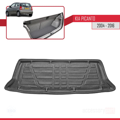 Kompatibel mit Kia Picanto (SA) 2004-2016 Flexibel Kofferraumwanne Laderaumwanne Schwarz