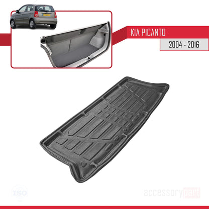 Kompatibel mit Kia Picanto (SA) 2004-2016 Flexibel Kofferraumwanne Laderaumwanne Schwarz