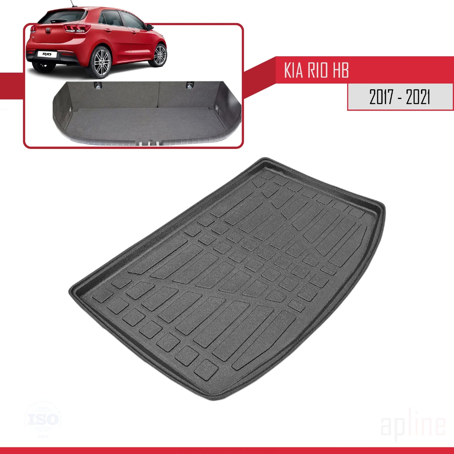 Tapis de Coffre pour Kia Rio Hayon 2017-2021 Flexible NOIR