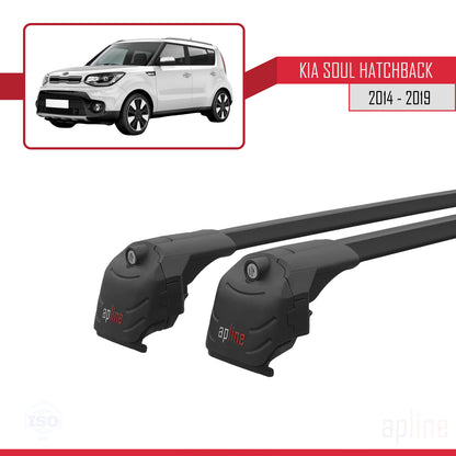 Compatible avec Kia Soul 2 (PS) 2014-2019 ACE-2 Barres de Toit Railing Porte-Bagages de Voiture Noir Aluminium 2 Barres