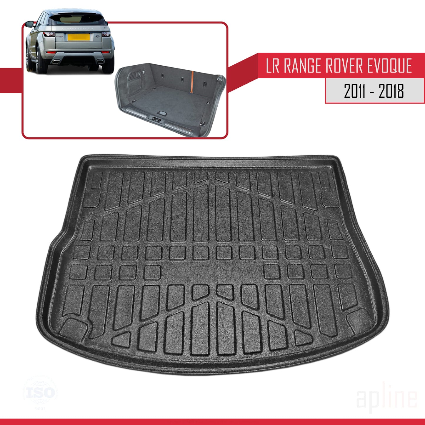 Compatible with Land Rover Range Rover Evoque (L538) 2011-2018 Flexible Trunk Mats Cargo Liner Black