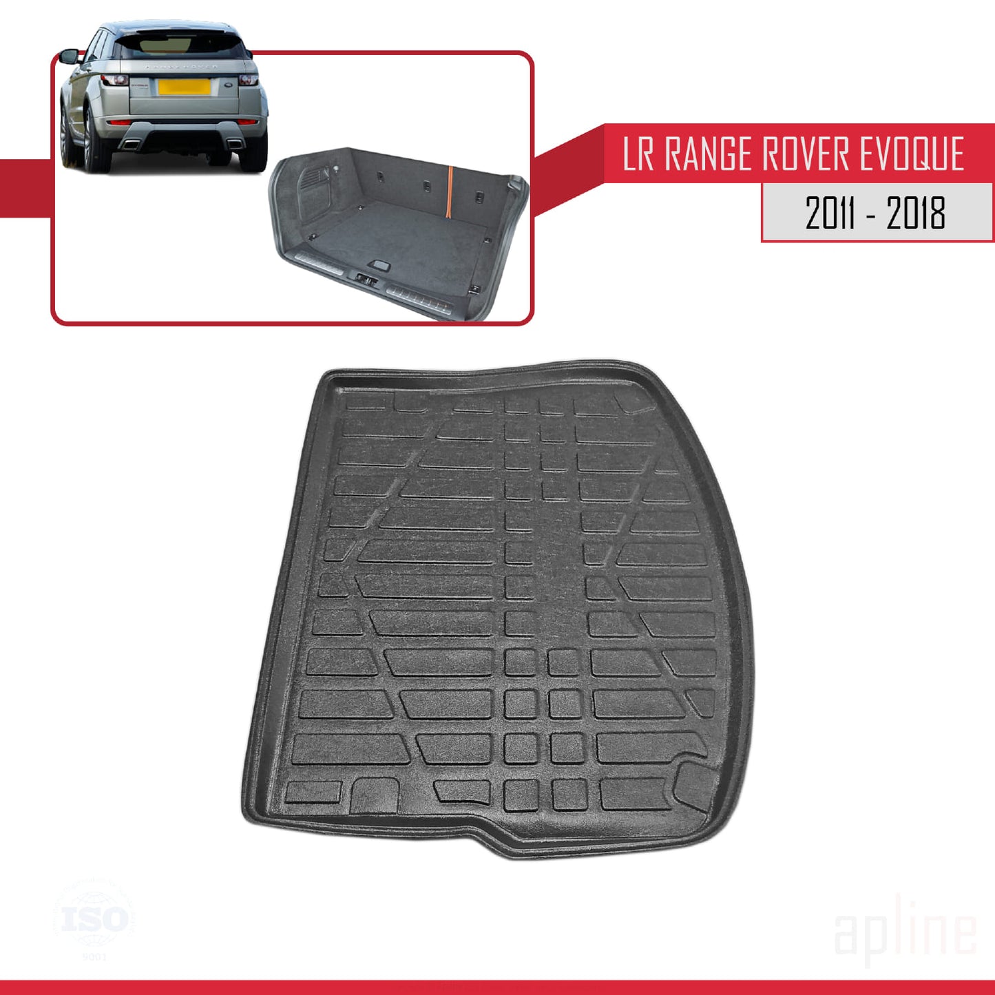 Compatible with Land Rover Range Rover Evoque (L538) 2011-2018 Flexible Trunk Mats Cargo Liner Black