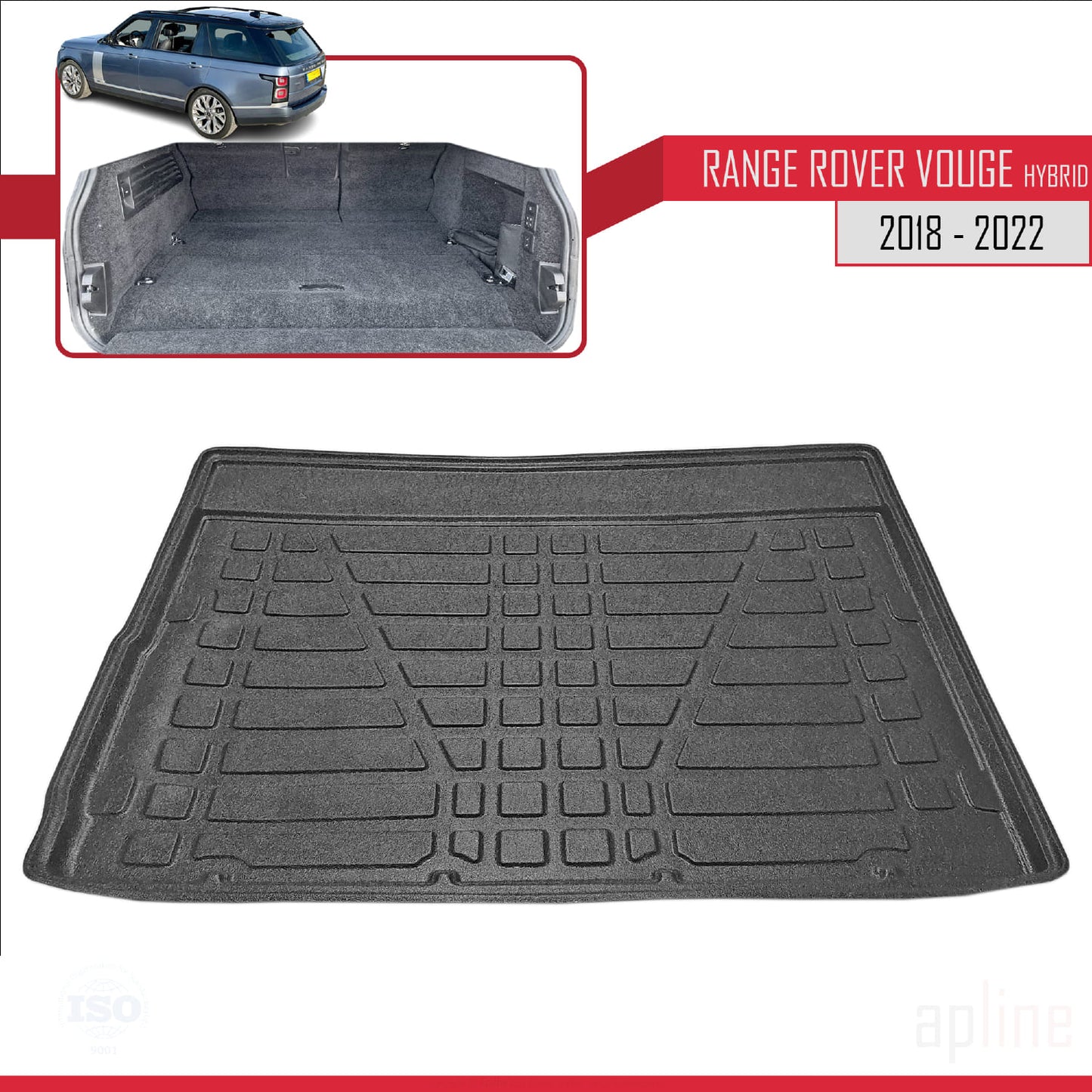 Kompatibel mit Land Rover Range Rover Vogue (Hibrit) 2018-2022 Flexibel Kofferraumwanne Laderaumwanne Schwarz