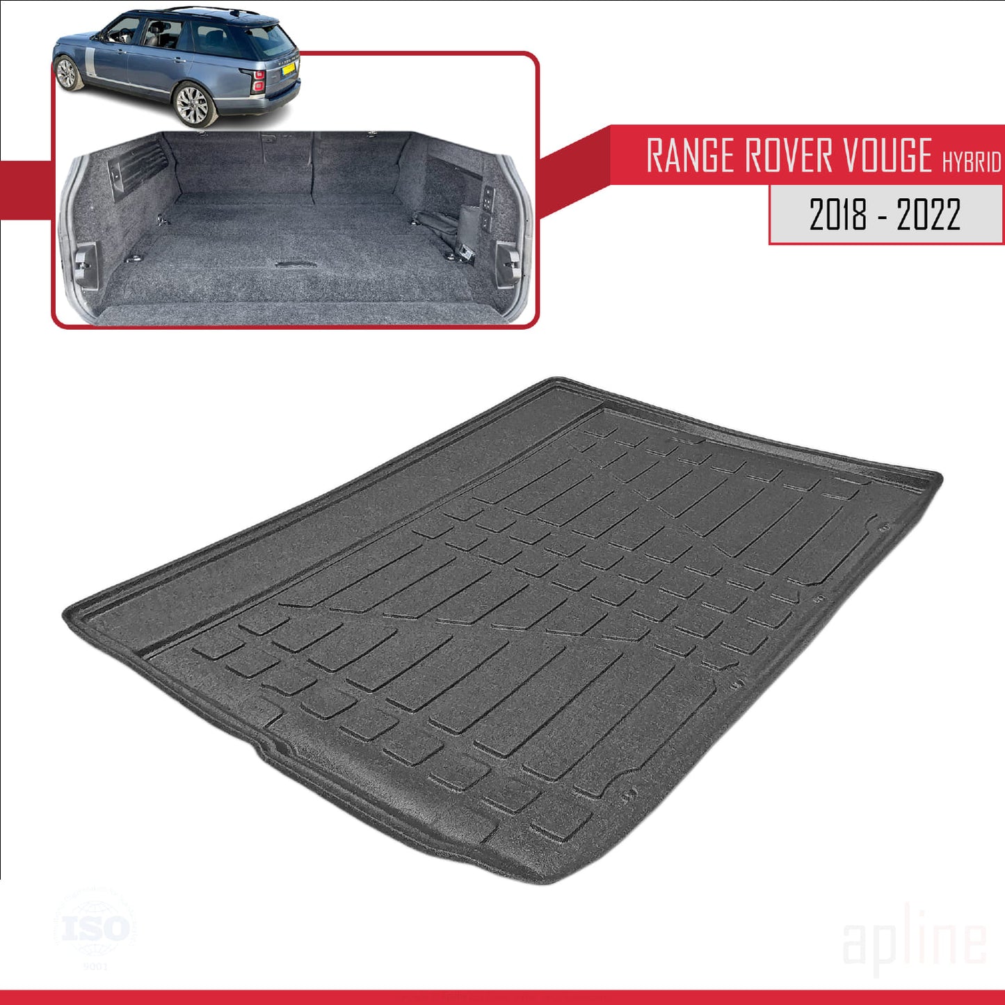 Kompatibel mit Land Rover Range Rover Vogue (Hibrit) 2018-2022 Flexibel Kofferraumwanne Laderaumwanne Schwarz