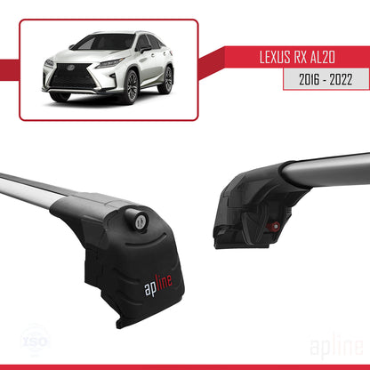 Compatible avec Lexus RX 4 (AL20) 2016-2022 ACE-2 Barres de Toit Railing Porte-Bagages de Voiture Gris Aluminium 2 Barres