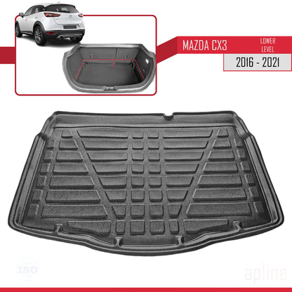 Compatible avec Mazda CX-3 (DK) 2016-2021 Flexible Tapis de Coffre Plancher de Chargement Noir