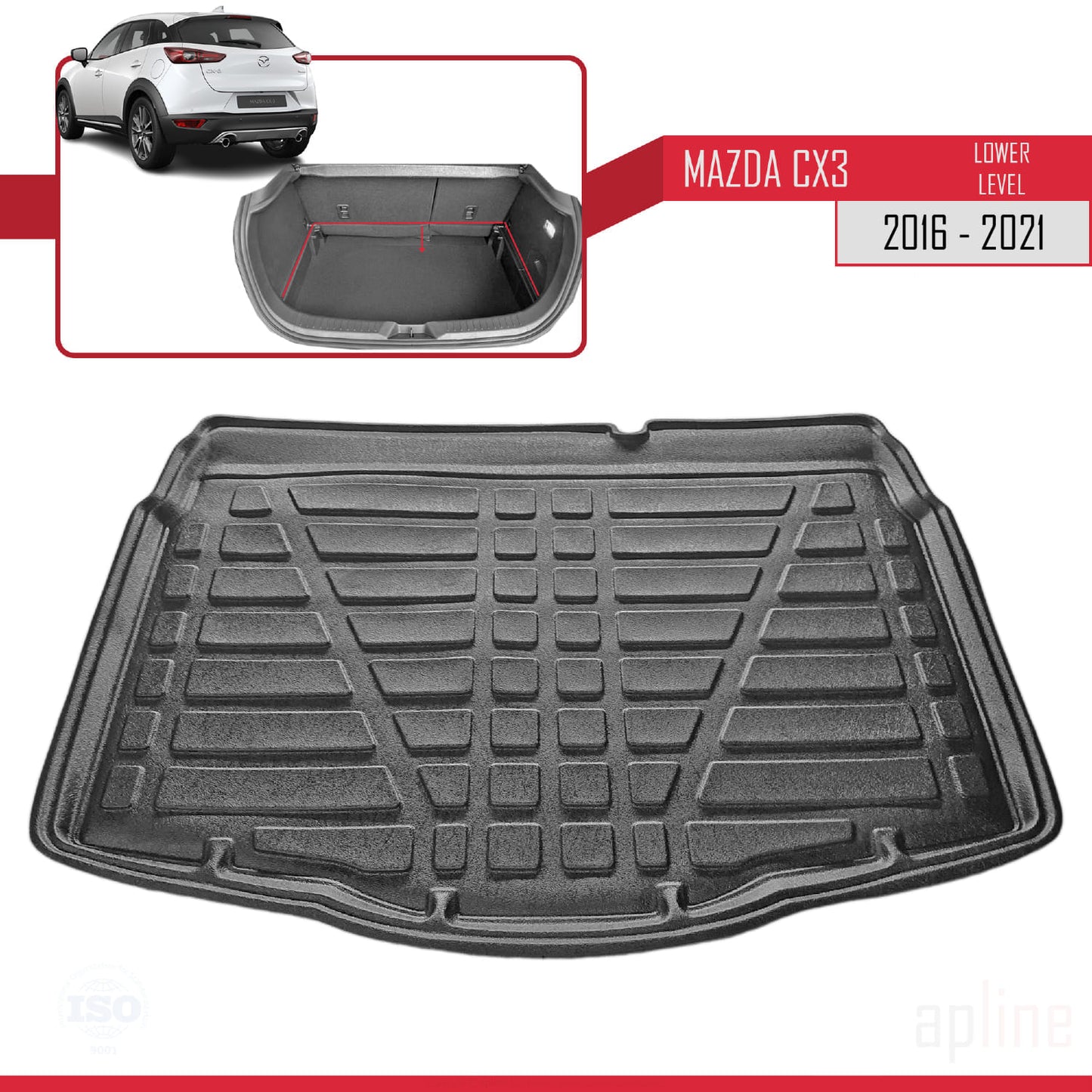 Tapis de Coffre pour Mazda CX3 2015-2023 Flexible NOIR