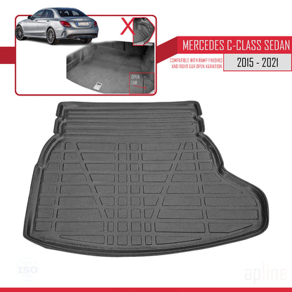 Kompatibel mit Mercedes C Klasse 4 (W205) 2015-2021 Flexibel Kofferraumwanne Laderaumwanne Schwarz