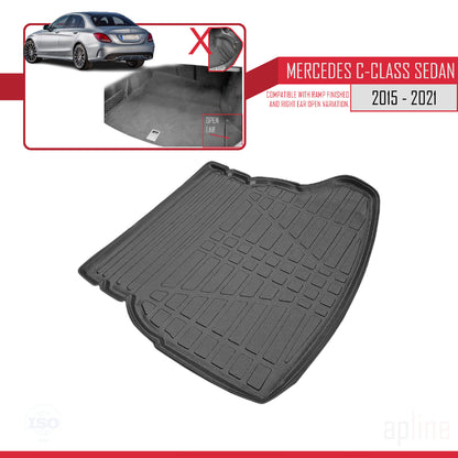 Kompatibel mit Mercedes C Klasse 4 (W205) 2015-2021 Flexibel Kofferraumwanne Laderaumwanne Schwarz