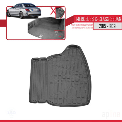 Kompatibel mit Mercedes C Klasse 4 (W205) 2015-2021 Flexibel Kofferraumwanne Laderaumwanne Schwarz