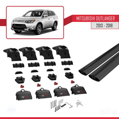 Compatible avec Mitsubishi Outlander 3 2013-2018 ACE-2 Barres de Toit Railing Porte-Bagages de Voiture Noir Aluminium 2 Barres