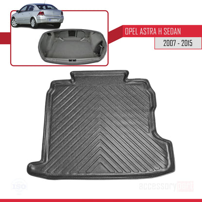 Compatible avec Opel Astra H (A04) Berline 2007-2015 Flexible Tapis de Coffre Plancher de Chargement Noir