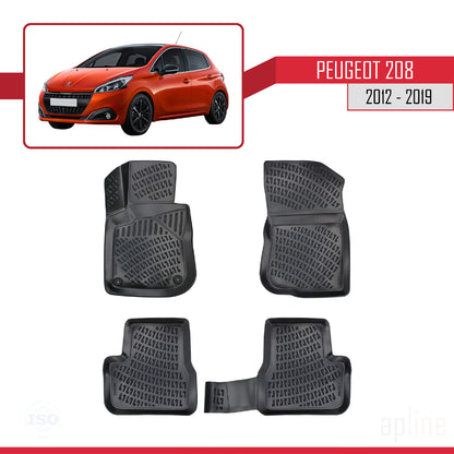 Compatible avec Peugeot 208 (A9) 2012-2019 4D Tapis de Voiture Noir