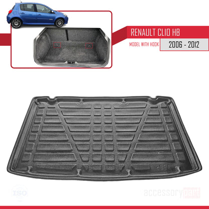 Tapis de Coffre pour Renault Clio 2 2006-2012 Flexible NOIR