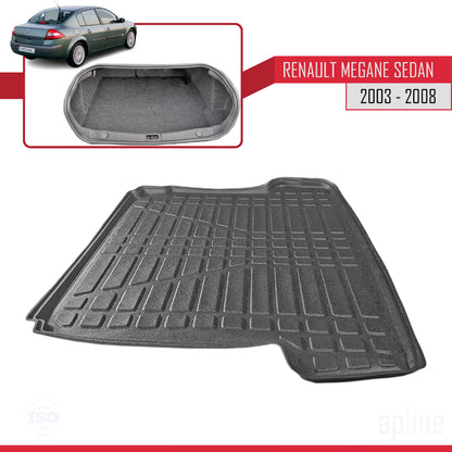 Compatible avec Renault Megane 2 Berline 2003-2008 Flexible Tapis de Coffre Plancher de Chargement Noir