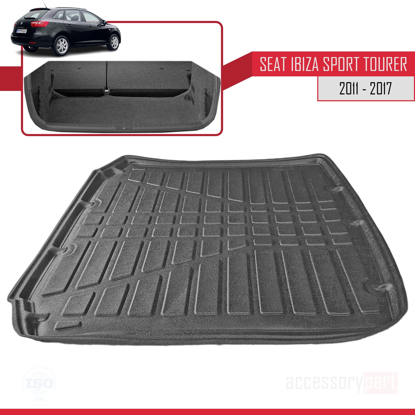 Tapis de Coffre pour Seat Ibiza SPORT TOURER 2011-2017 Flexible NOIR