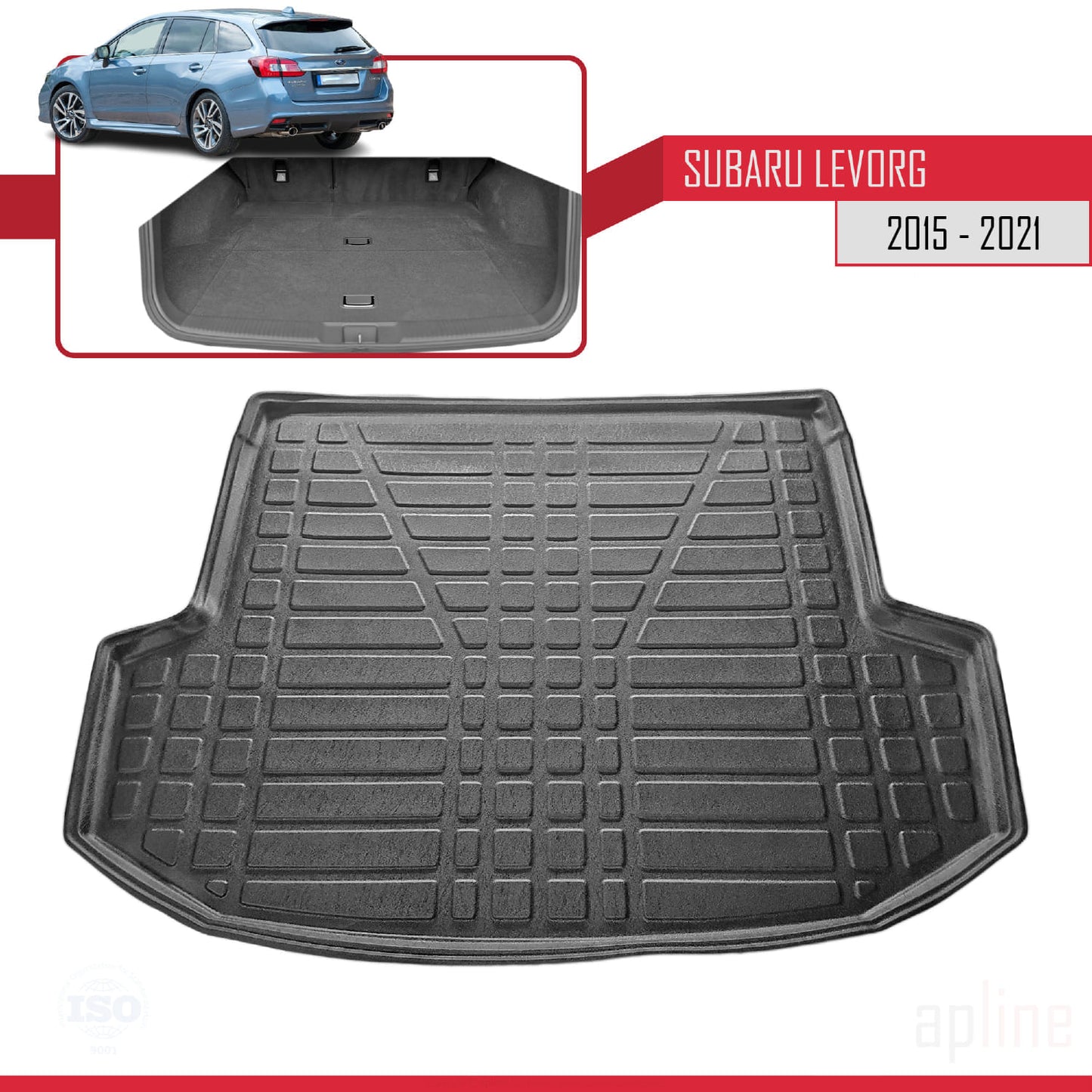 Compatible avec Subaru Levorg (VM) 2015-2021 Flexible Tapis de Coffre Plancher de Chargement Noir