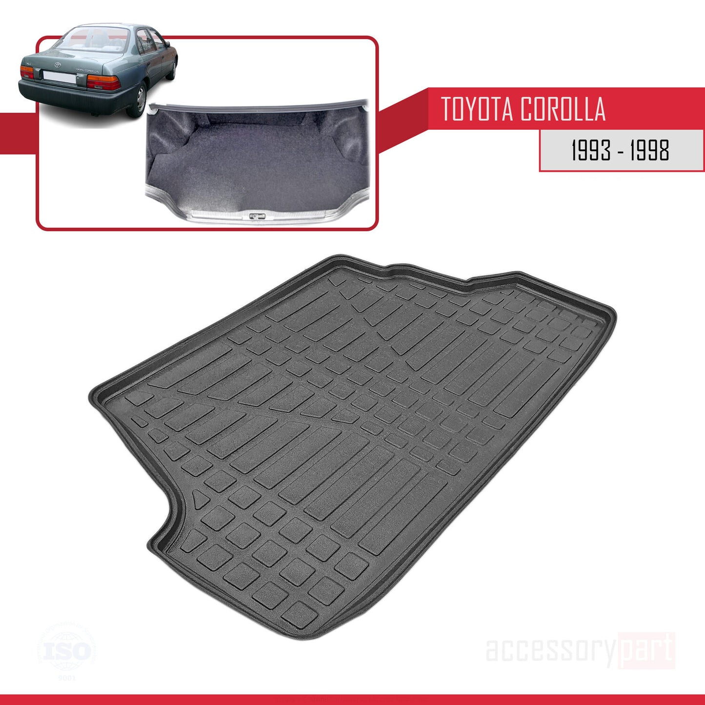 Compatible avec Toyota Corolla 8 (E110) 1993-1998 Flexible Tapis de Coffre Plancher de Chargement Noir