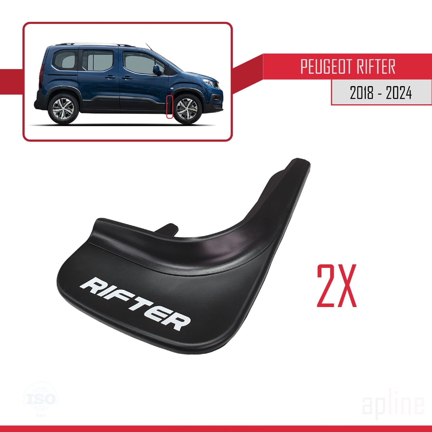 Compatible avec Peugeot Rifter 2019-2024 Jeu de Bavettes Garde-boue Avant et Arrière de Voiture 4 Pcs Noir
