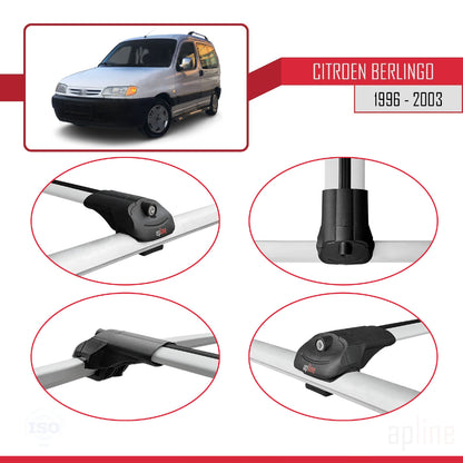Kompatibel mit Citroen Berlingo (M49) 1996-2003 ACE-1 Relingträger Dachträger Auto Gepäckträger Grau Aluminium 2 Stangen