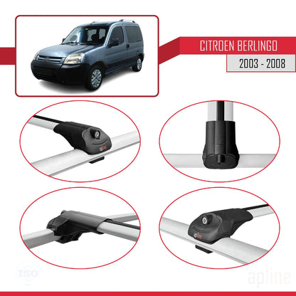 Kompatibel mit Citroen Berlingo (M59) 2003-2008 ACE-1 Relingträger Dachträger Auto Gepäckträger Grau Aluminium 2 Stangen