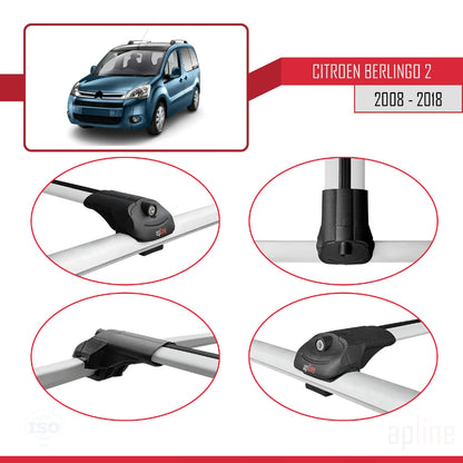 Kompatibel mit Citroen Berlingo 2 (B9) 2008-2018 ACE-1 Relingträger Dachträger Auto Gepäckträger Grau Aluminium 4 Stangen