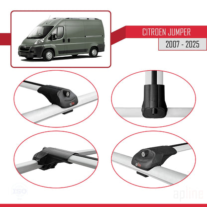 Kompatibel mit Citroen Jumper 2 2007-2025 ACE-1 Dachgepäckträger, Reling, Gepäckträger, graues Aluminium, 2 Stangen