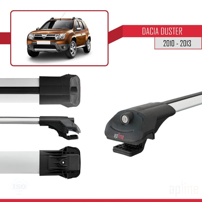 Kompatibel mit Dacia Duster (HS) Vor-Facelift 2010-2013 ACE-1 Dachgepäckträger, graues Aluminium, 2 Stangen